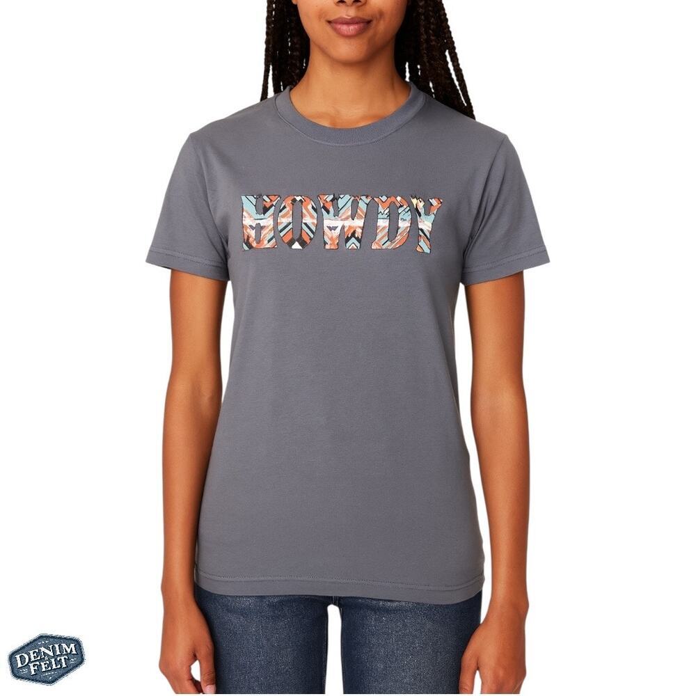 Comfort Colors HOWDY Aztec‎ Graphic Tee Gray Cotton T-Shirt Size Small NEW